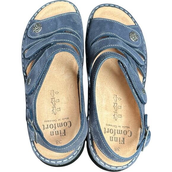 Blue Nubuc Leather FINN COMFORT Gomera Slingback Sandals EU 38 US 7.5 - Picture 2 of 7